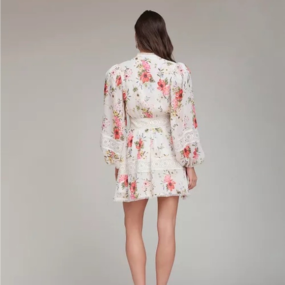NWT Avec Les Filles Floral Long Sleeve Mini Dress 8 - Picture 3 of 5